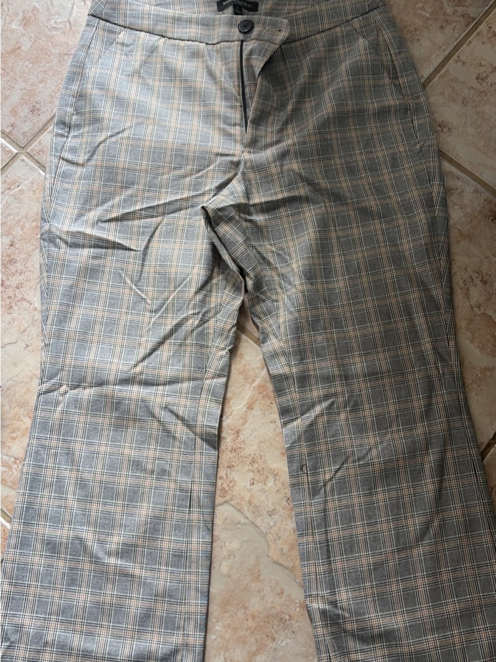 Banana Republic Plaid Dress Pants in Gray and Tan